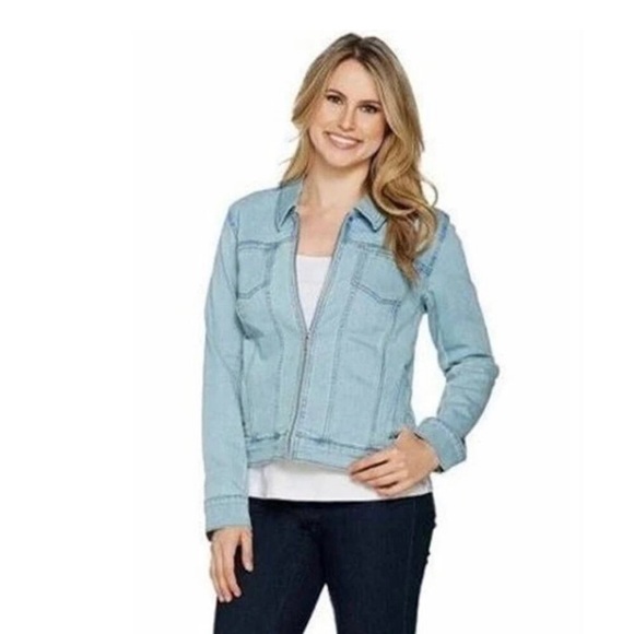 H by Halston Jackets & Blazers - H by Halston Women’s Stretch Denim Zip Front Jean Jacket